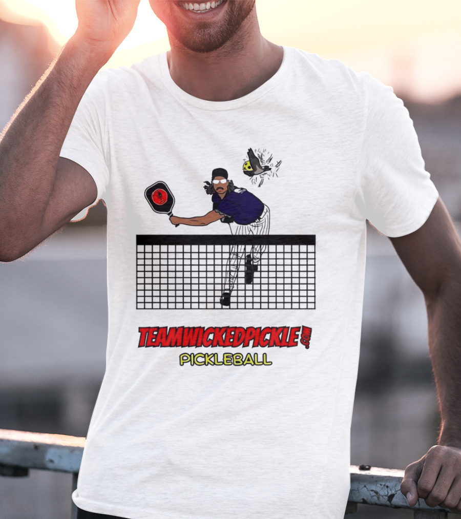 TEAMWICKEDPICKLE.COM Pickleball Player Action Scene T-Shirt