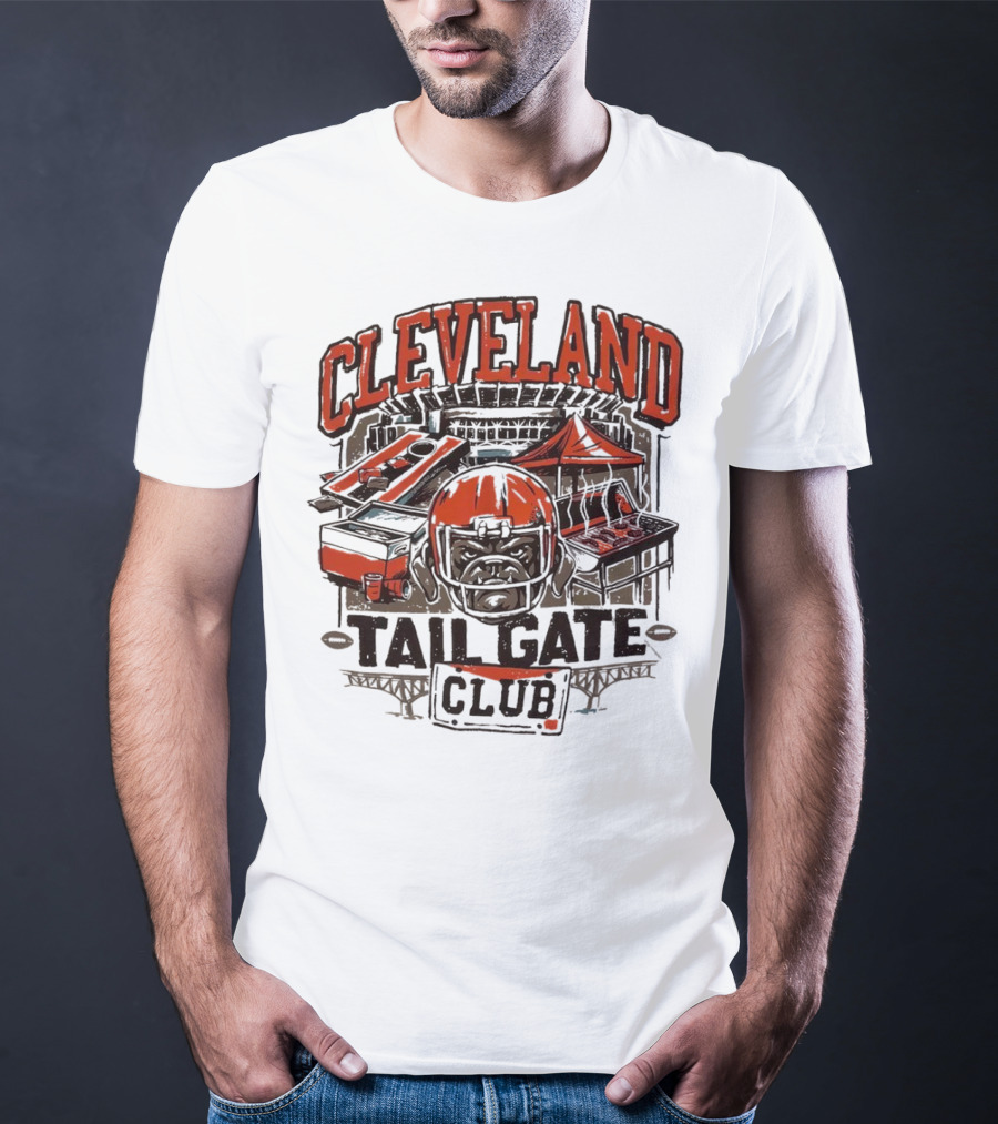 Cleveland Browns Tailgate Club Stadium Cornhole Helmet Grill T-Shirt