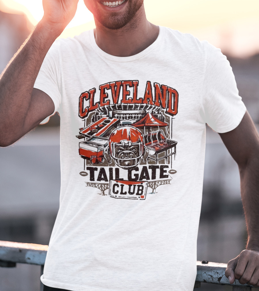 Cleveland Browns Tailgate Club Stadium Cornhole Helmet Grill T-Shirt