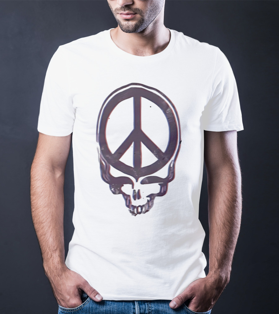 Peace Symbol Within Grateful Dead Skull T-Shirt