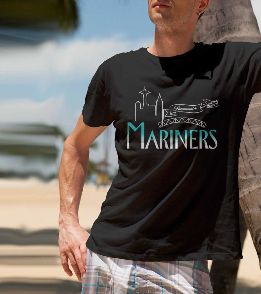 Seattle Mariners Frasier Day Paramount+ Skyline And Seaplane T-Shirt