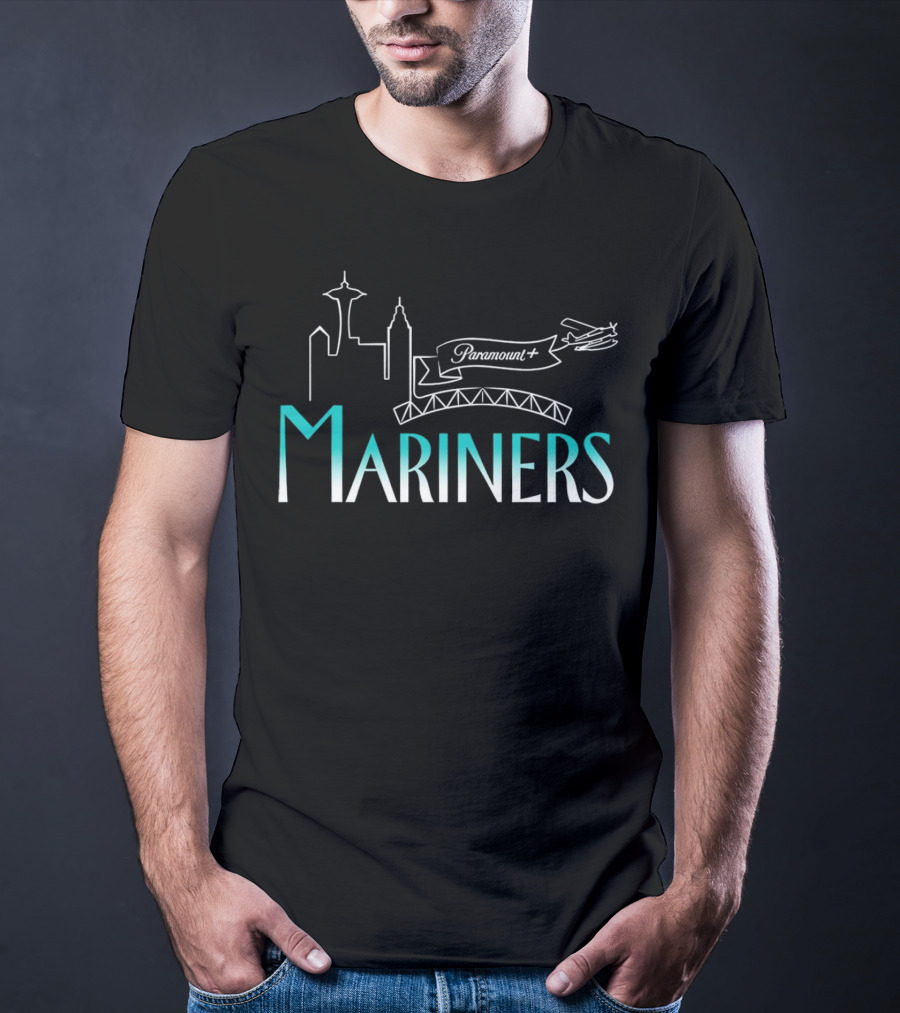 Seattle Mariners Frasier Day Paramount+ Skyline And Seaplane T-Shirt
