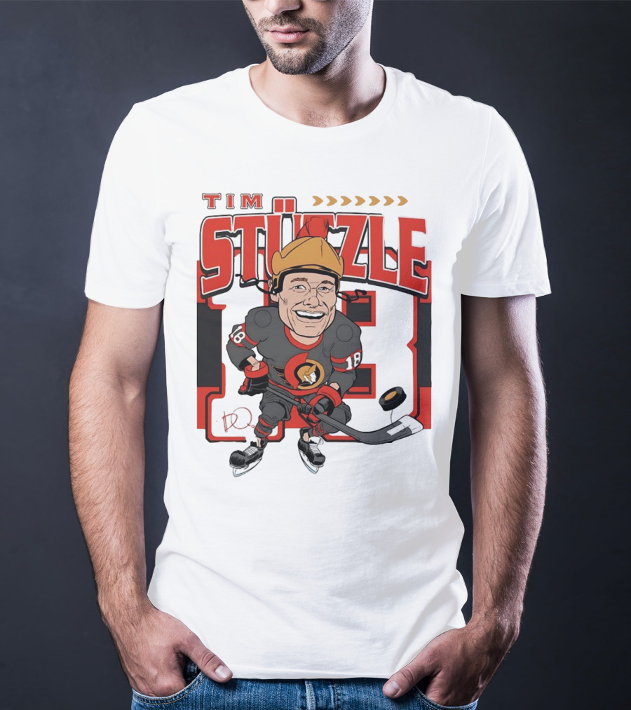Tim Stützle Ottawa Senators Hockey Number 18 Caricature T-Shirt