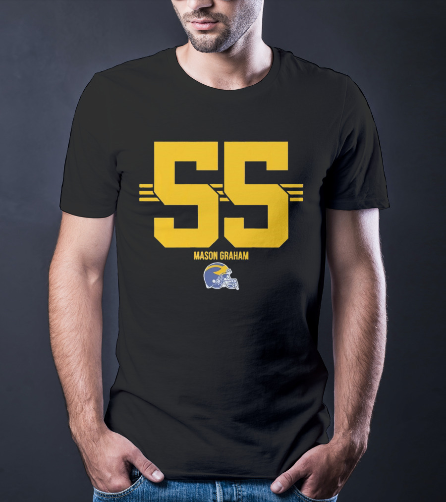 Michigan Wolverines Football Mason Graham 55 Helmet T-Shirt