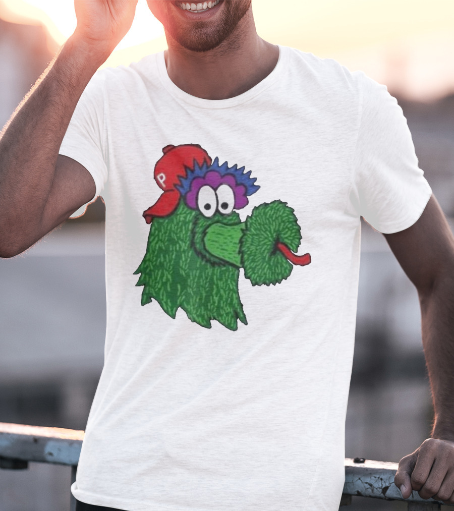 Phillie Phanatic Mascot Philadelphia Phillies Green Creature Red Cap T-Shirt