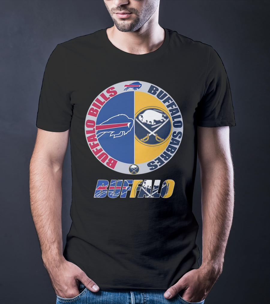 Buffalo Bills Buffalo Sabres Dual Logo Buffalo Text T-Shirt