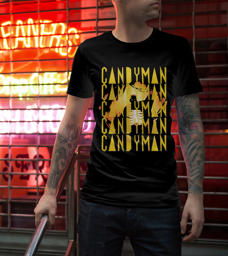 Candyman Movie Typography With Honeycomb And Ribcage T-Shirt