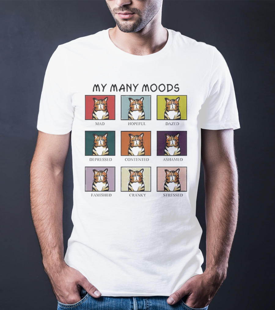 My Many Moods Mad Hopeful Dazed Depressed Contented Ashamed Famished Cranky Stressed T-Shirt