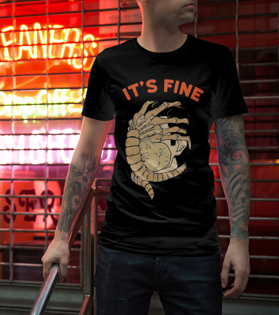It's Fine Facehugger Skeleton T-Shirt