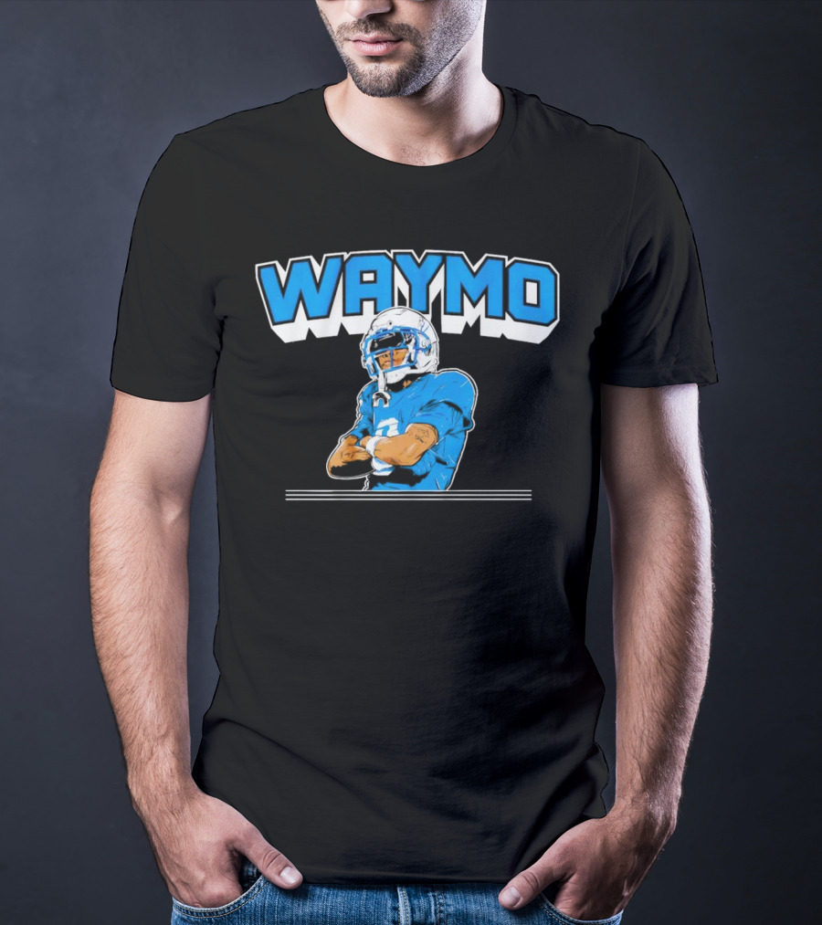 Waymo Football Player With Blue Jersey And Helmet T-Shirt