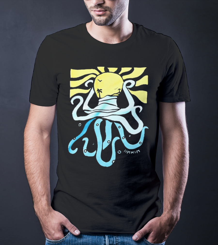 Mark Hoppus Octopus Sun Wave Palm Ocean Scene T-Shirt