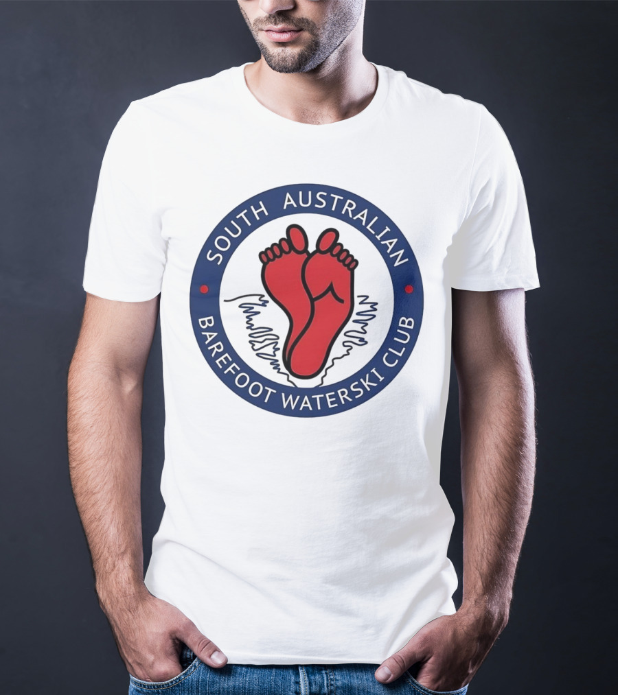 South Australian Barefoot Waterski Club Red Feet Logo Emblem T-Shirt