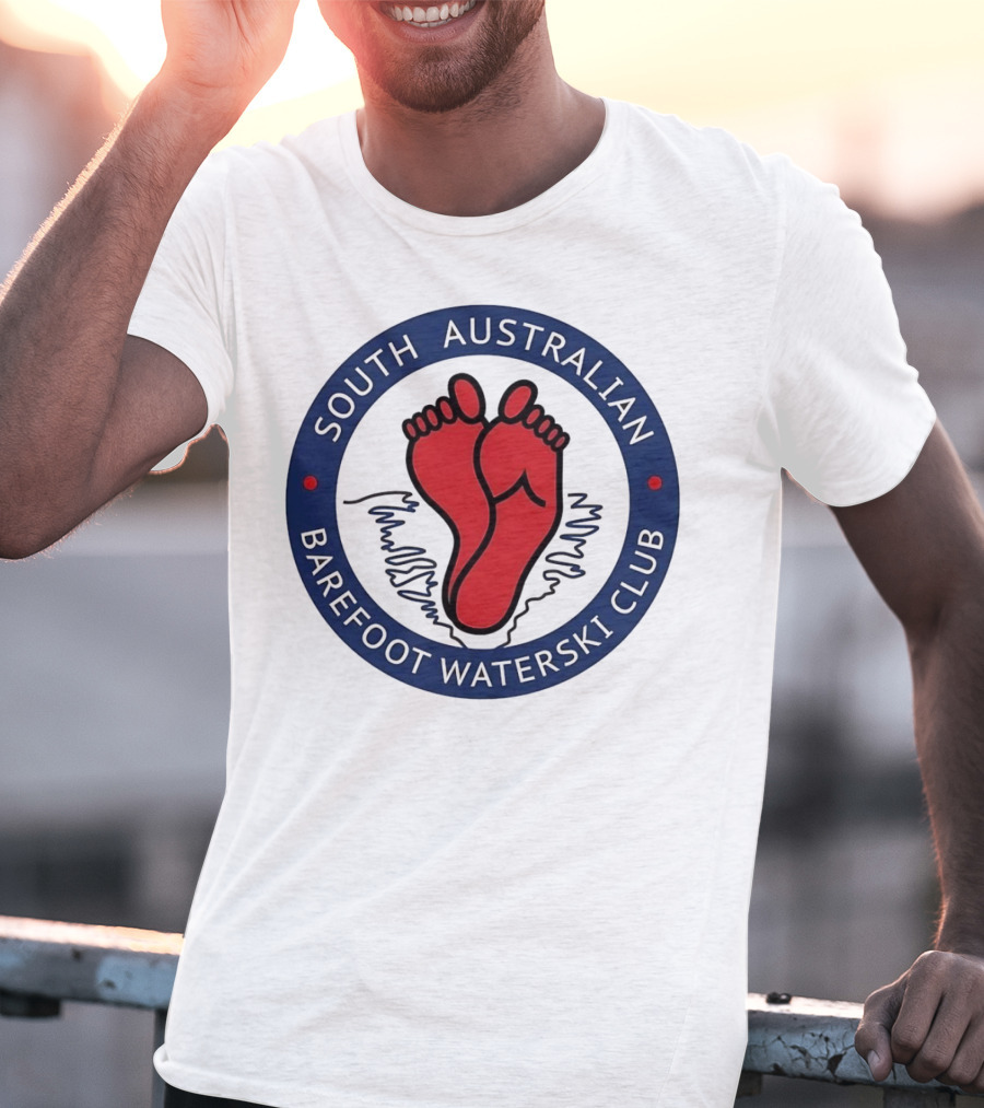 South Australian Barefoot Waterski Club Red Feet Logo Emblem T-Shirt