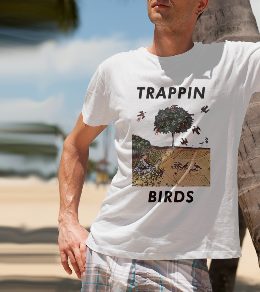 Trappin Birds Retro Medieval Hunting Scene T-Shirt