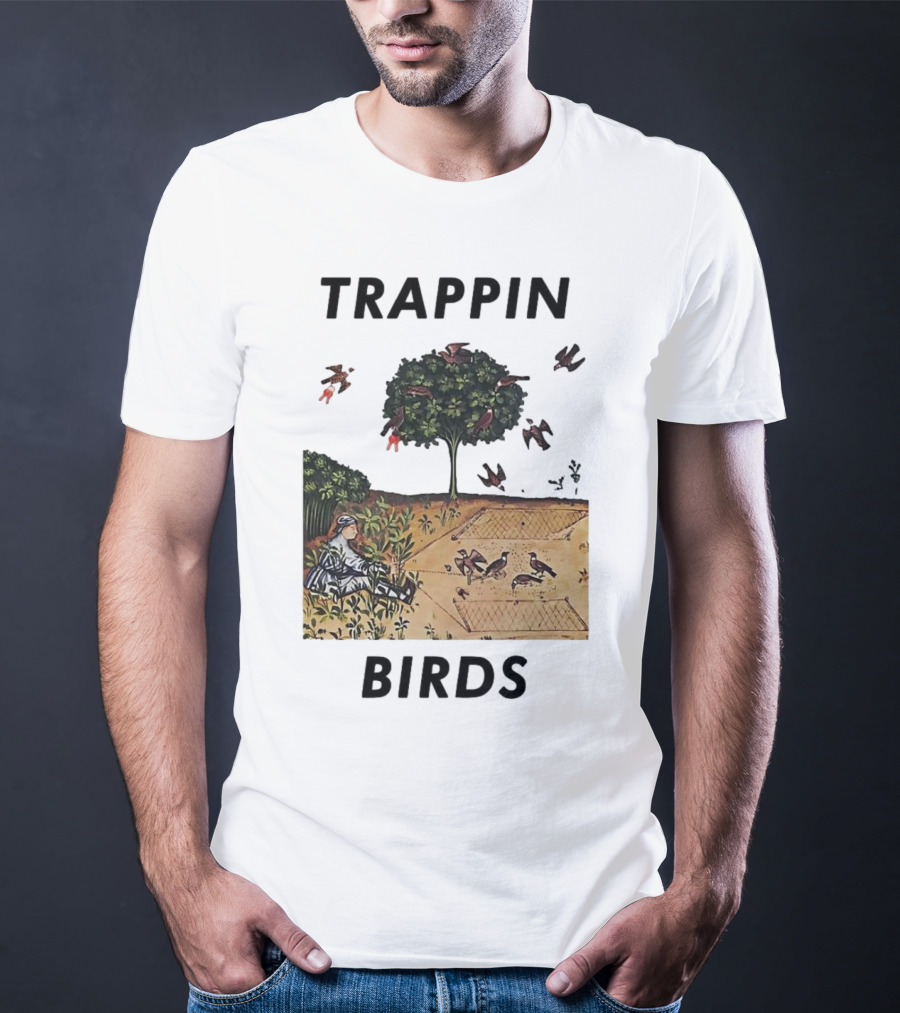 Trappin Birds Retro Medieval Hunting Scene T-Shirt