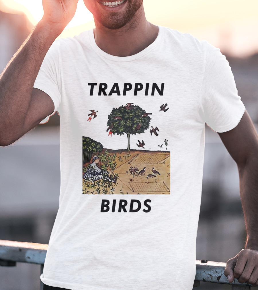 Trappin Birds Retro Medieval Hunting Scene T-Shirt