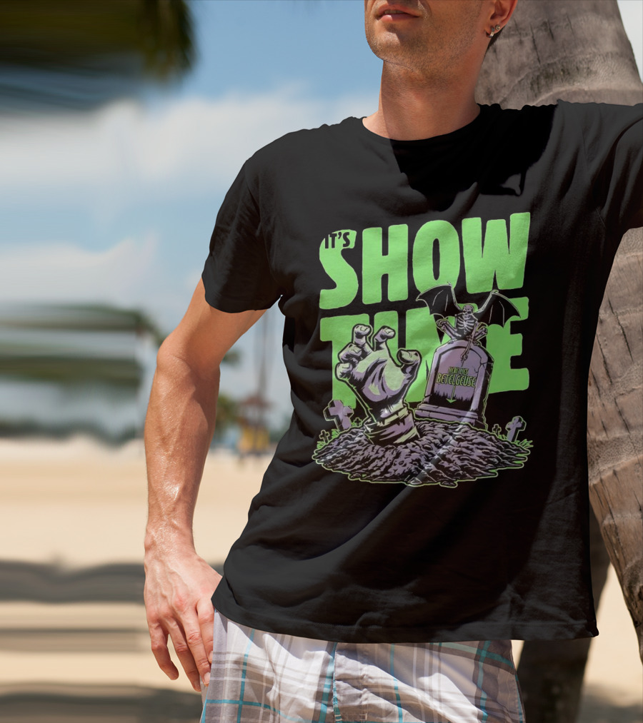 It's Showtime Here Lies Betelgeuse With Skeleton And Tombstone T-Shirt