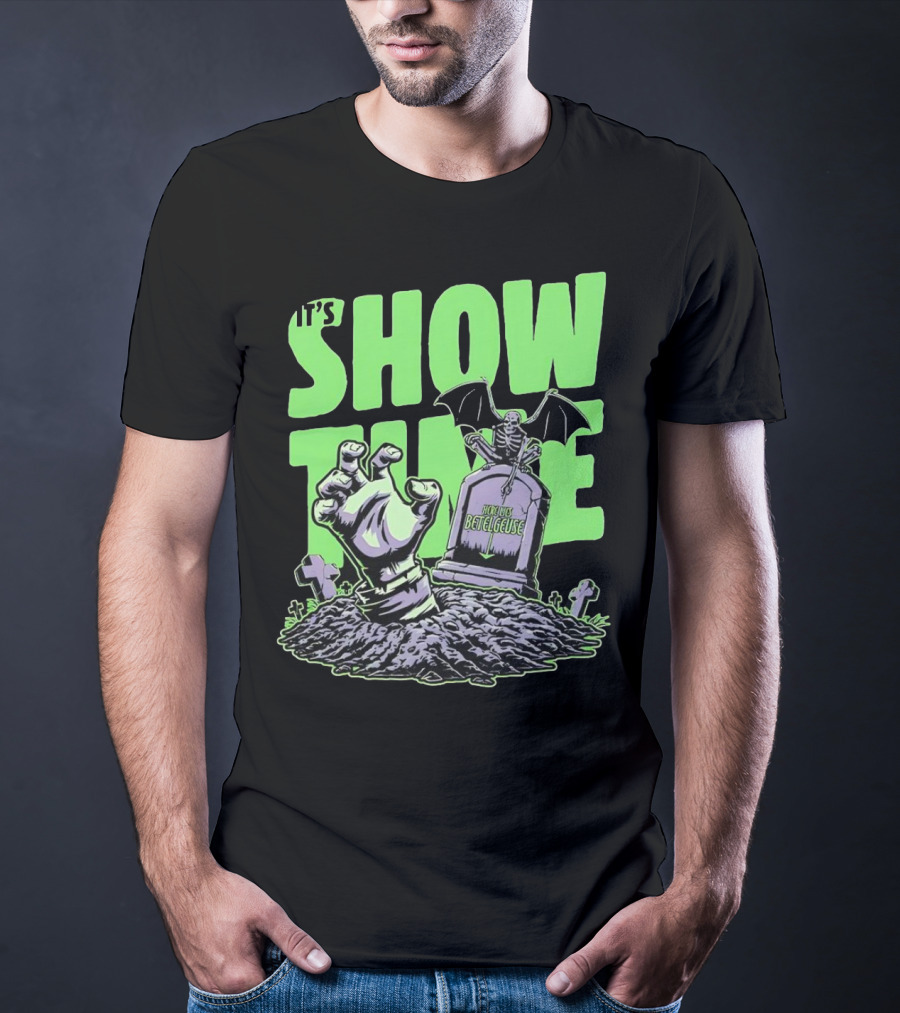 It's Showtime Here Lies Betelgeuse With Skeleton And Tombstone T-Shirt