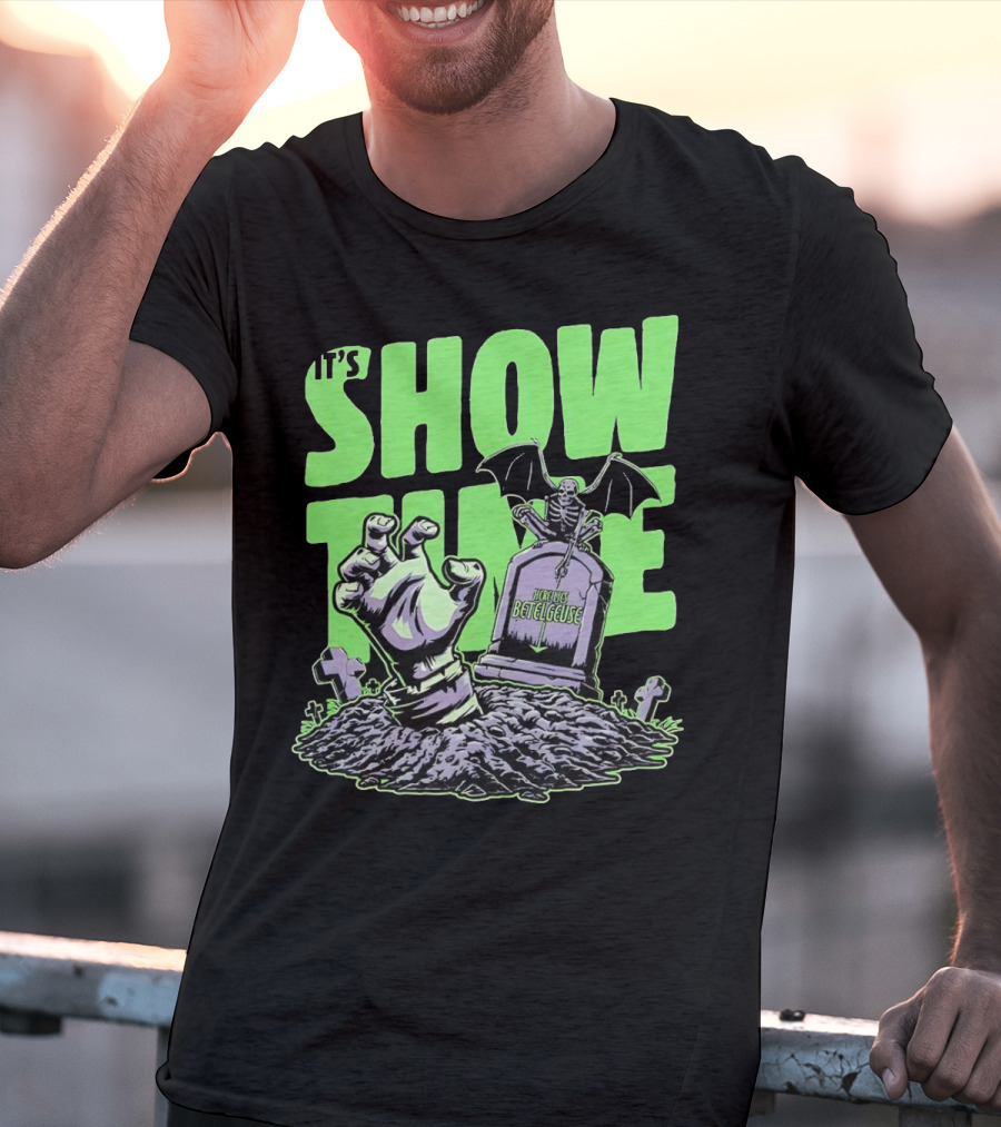 It's Showtime Here Lies Betelgeuse With Skeleton And Tombstone T-Shirt
