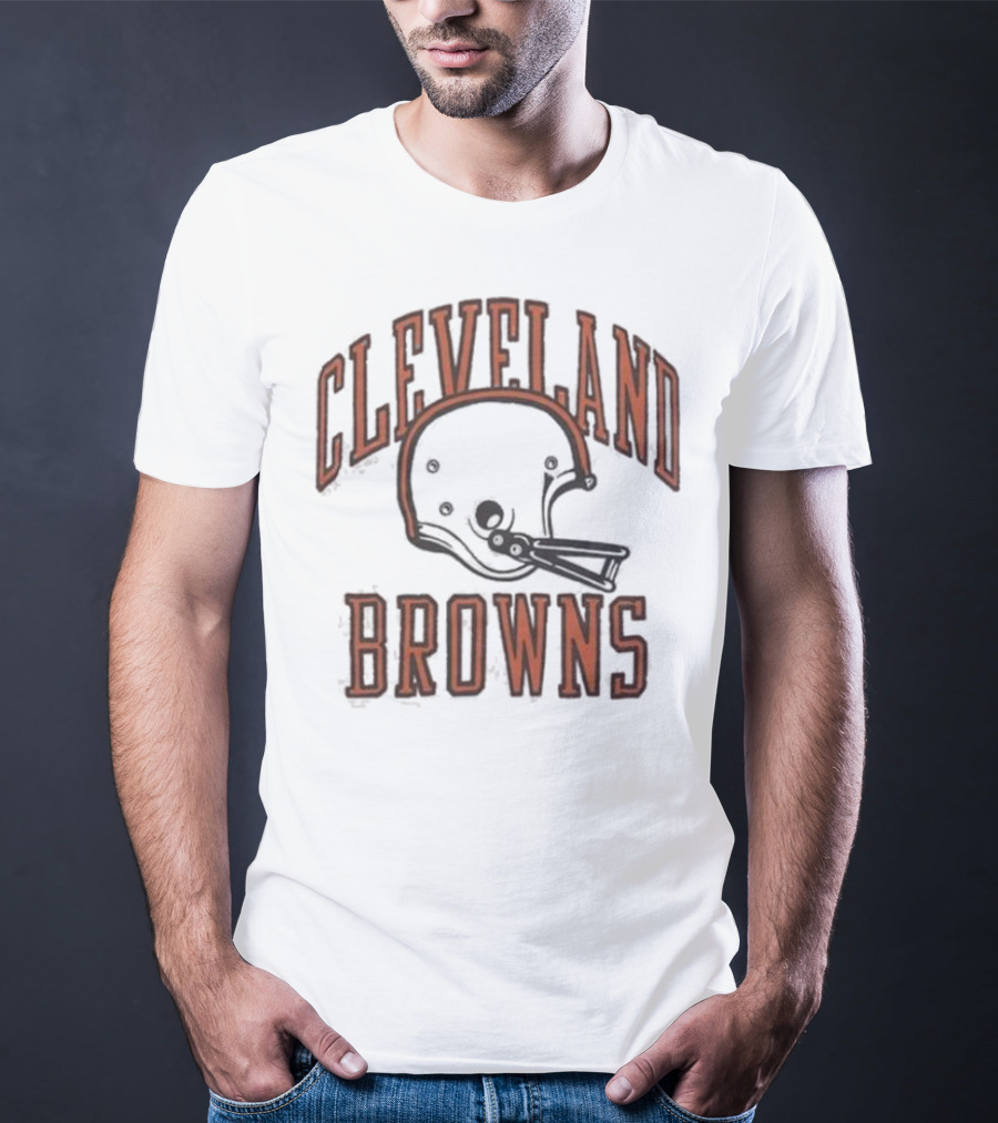 Cleveland Browns Helmet Icon White Black T-Shirt