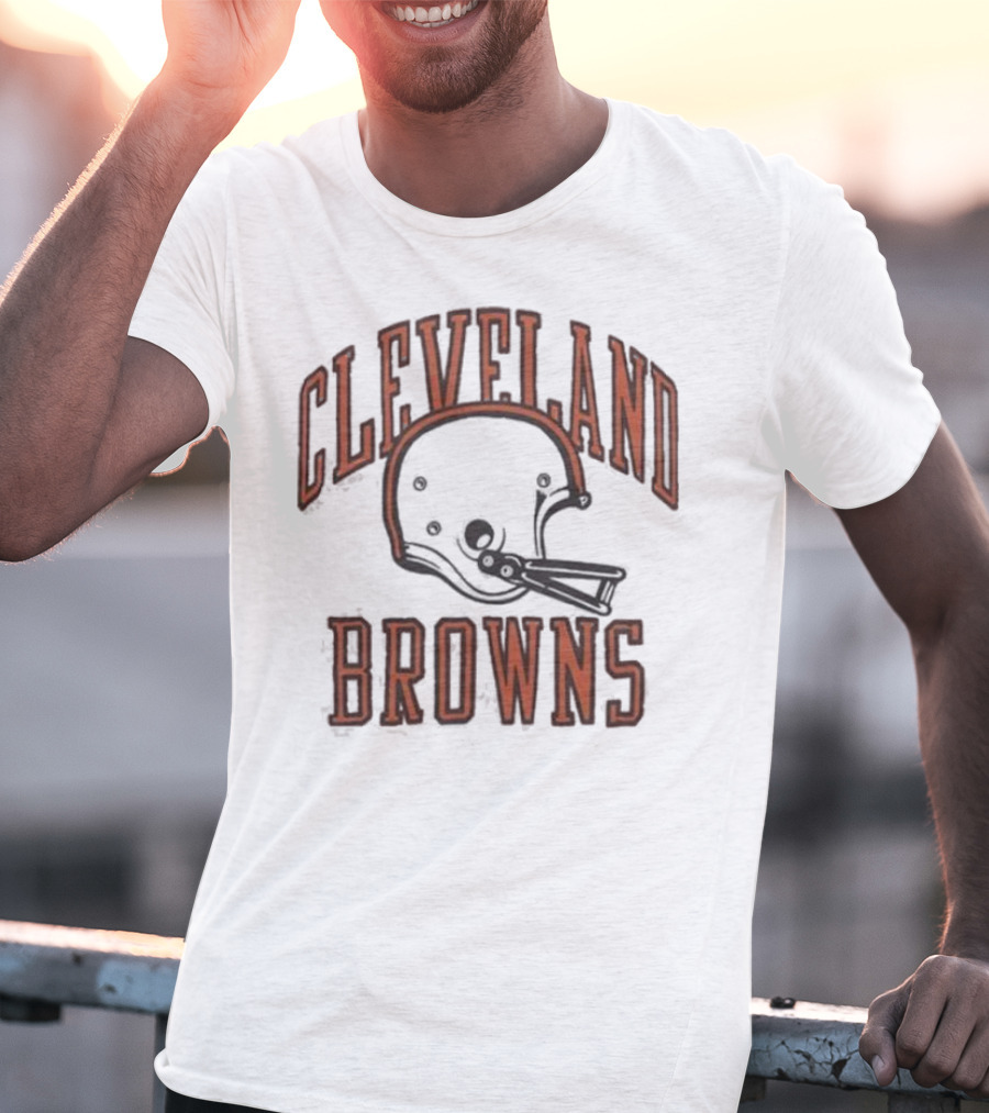 Cleveland Browns Helmet Icon White Black T-Shirt