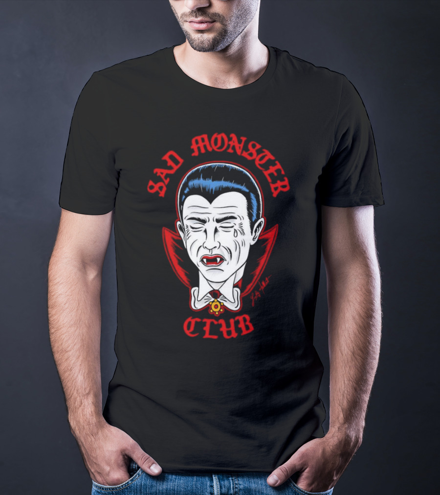Sad Monster Club Dracula Face Fang Cape Tears T-Shirt