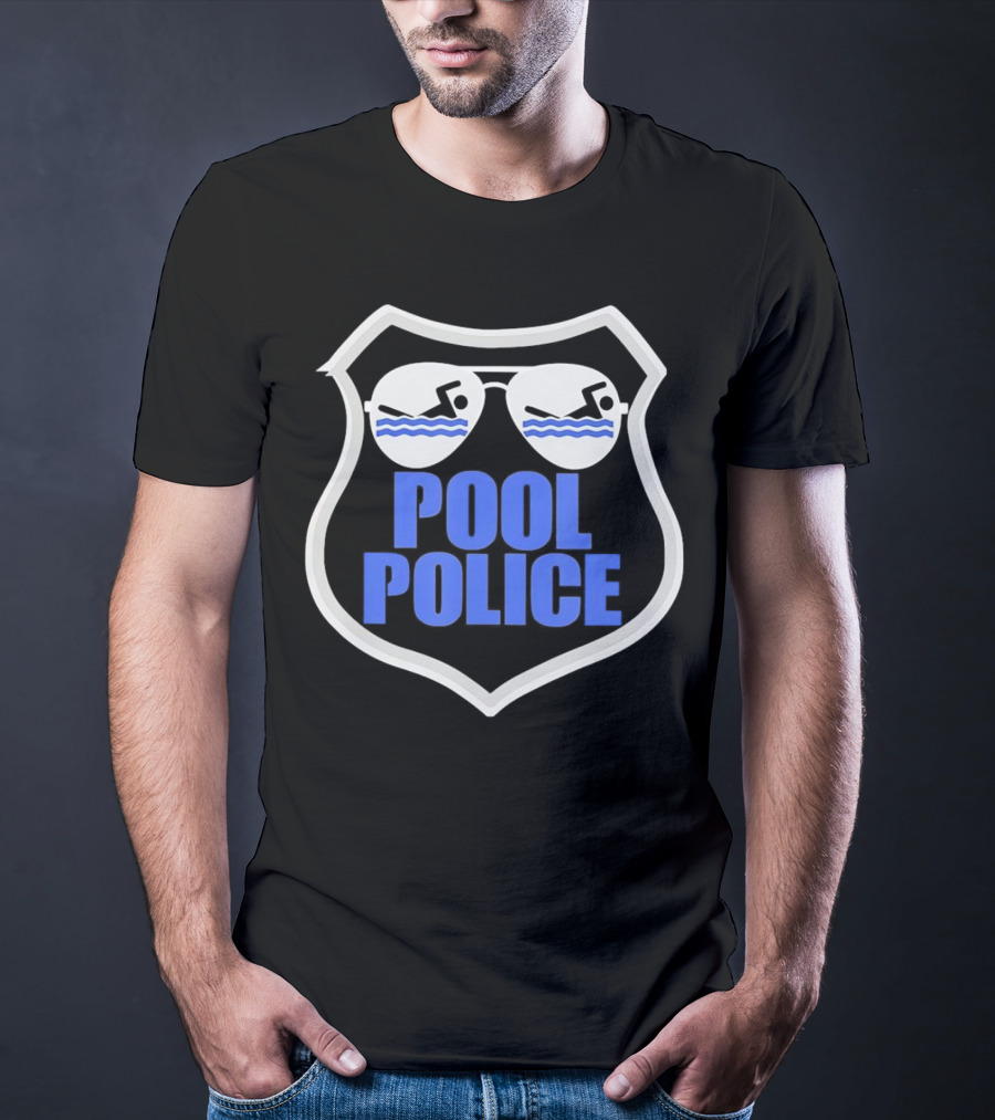Pool Police Badge With Sunglasses Swimmers T-Shirt