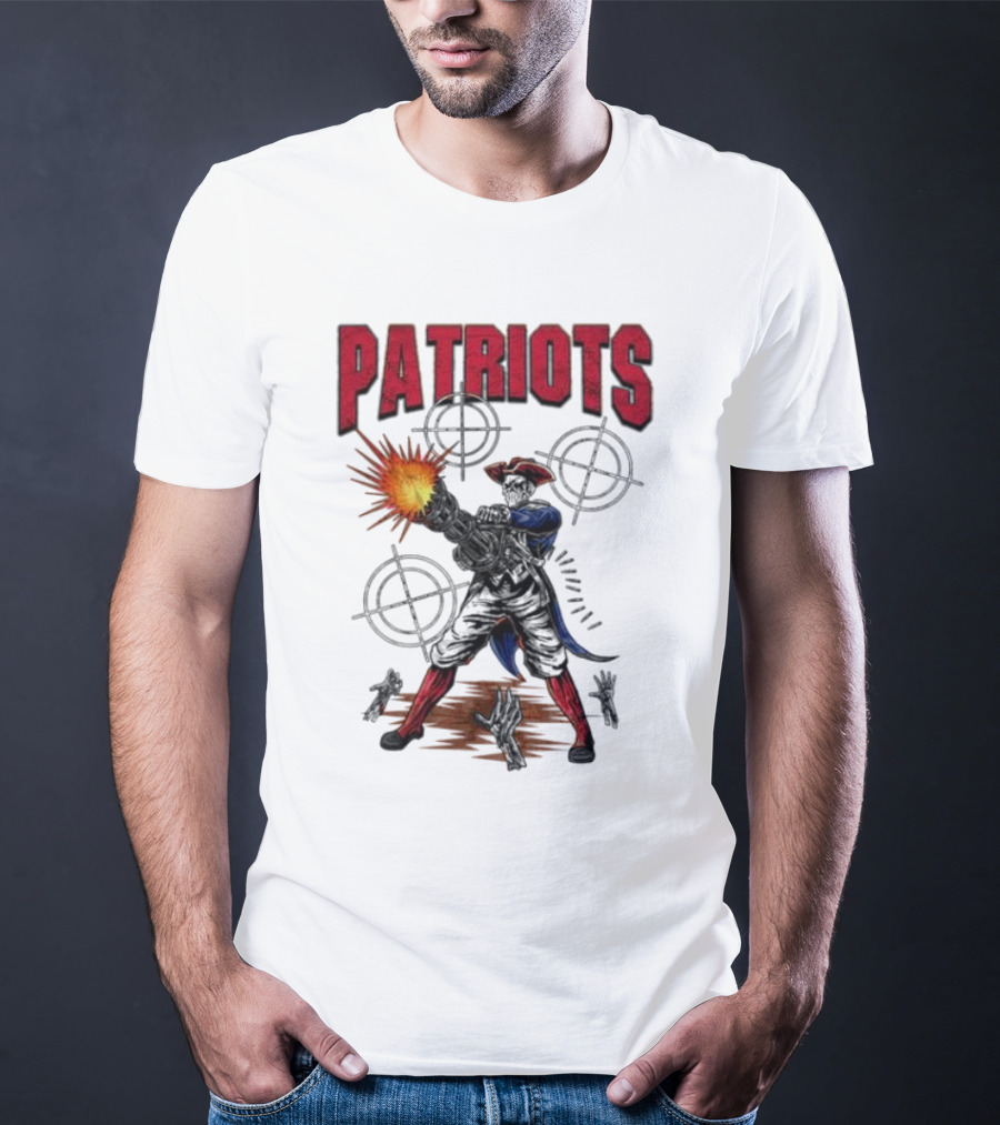 Patriots Skeleton Shooting With Rifle And Targets T-Shirt