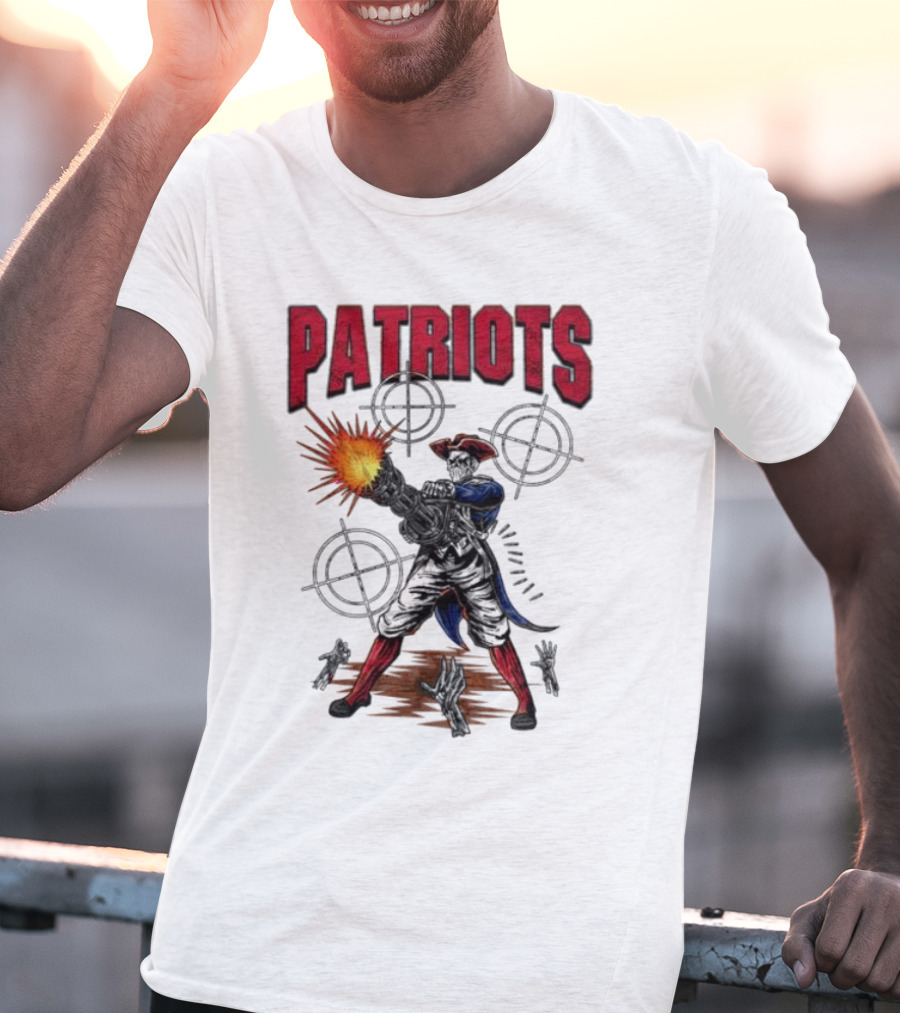 Patriots Skeleton Shooting With Rifle And Targets T-Shirt