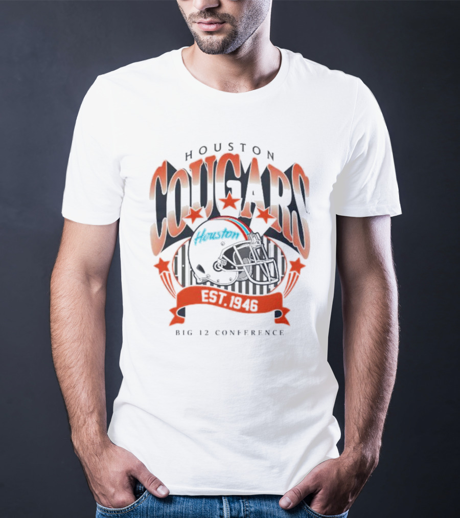 Houston Cougars Helmet Houston Est 1946 Big 12 Conference T-Shirt