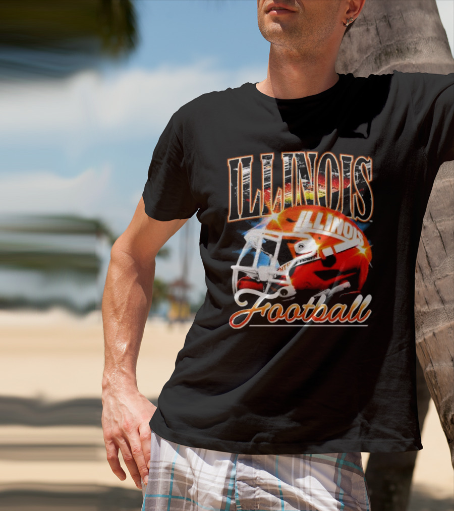 Illinois Fighting Illini Football Helmet Vintage Retro T-Shirt