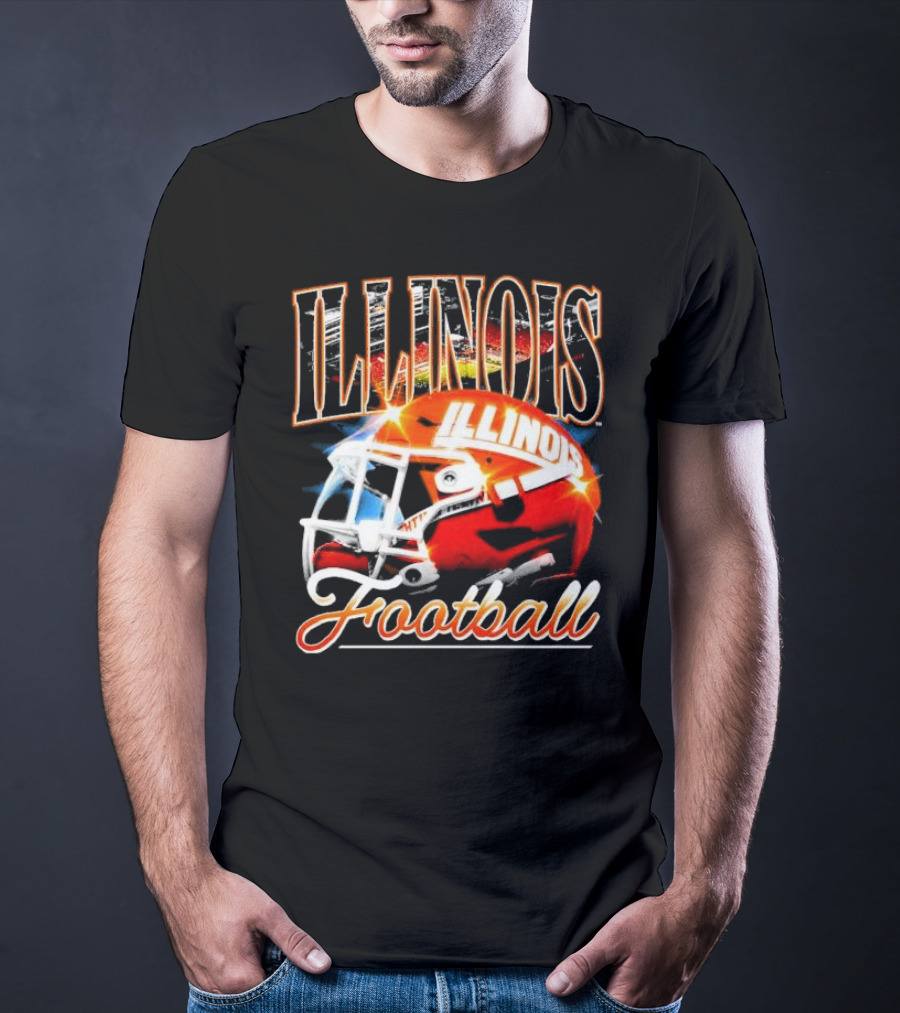 Illinois Fighting Illini Football Helmet Vintage Retro T-Shirt