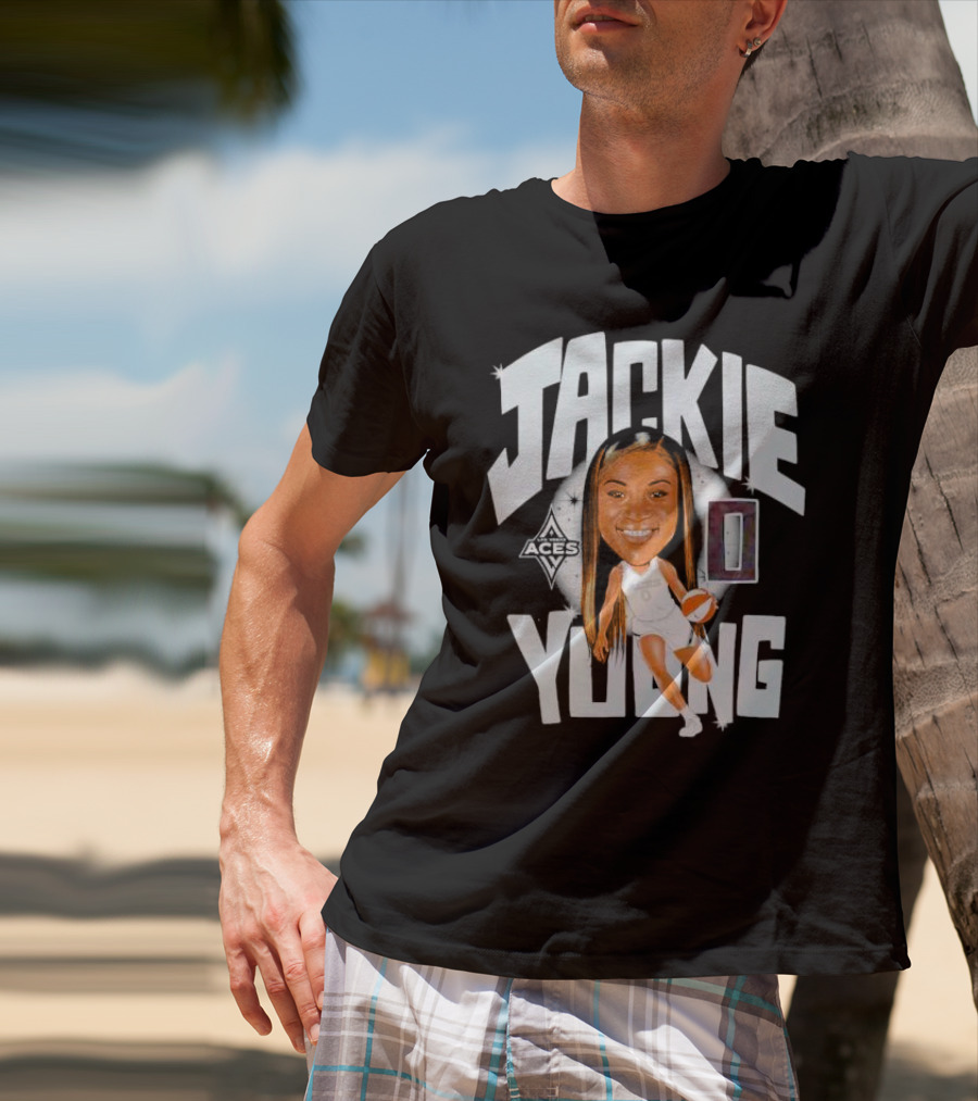 Jackie Young Las Vegas Aces Basketball Caricature T-Shirt