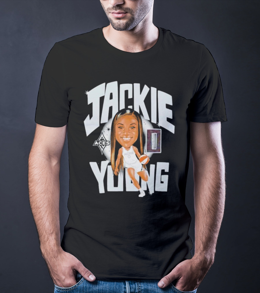 Jackie Young Las Vegas Aces Basketball Caricature T-Shirt