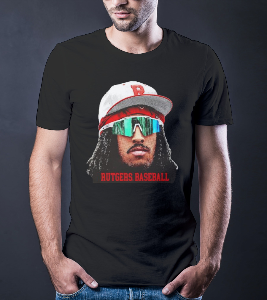Rutgers Baseball Josh Kuroda-Grauer Scarlet Knights Big Head T-Shirt