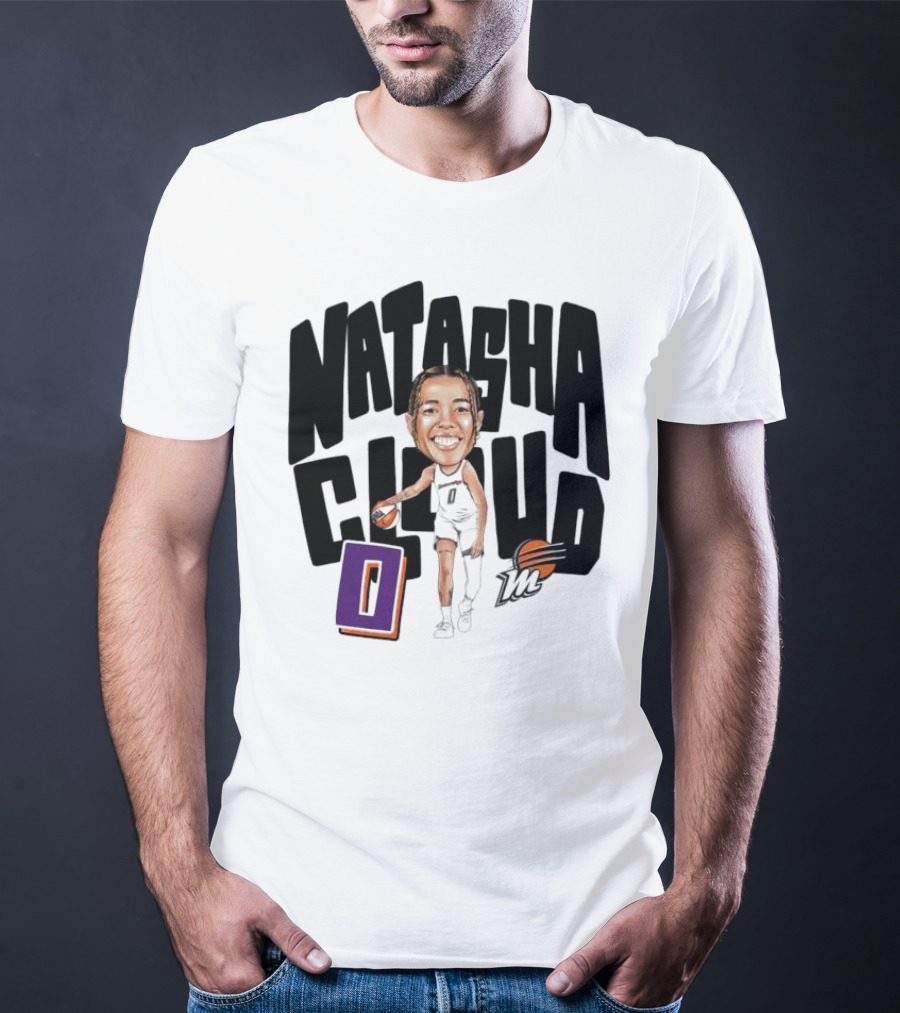 Natasha Cloud Phoenix Mercury Basketball Caricature With Orange Ball And Stylized Text T-Shirt
