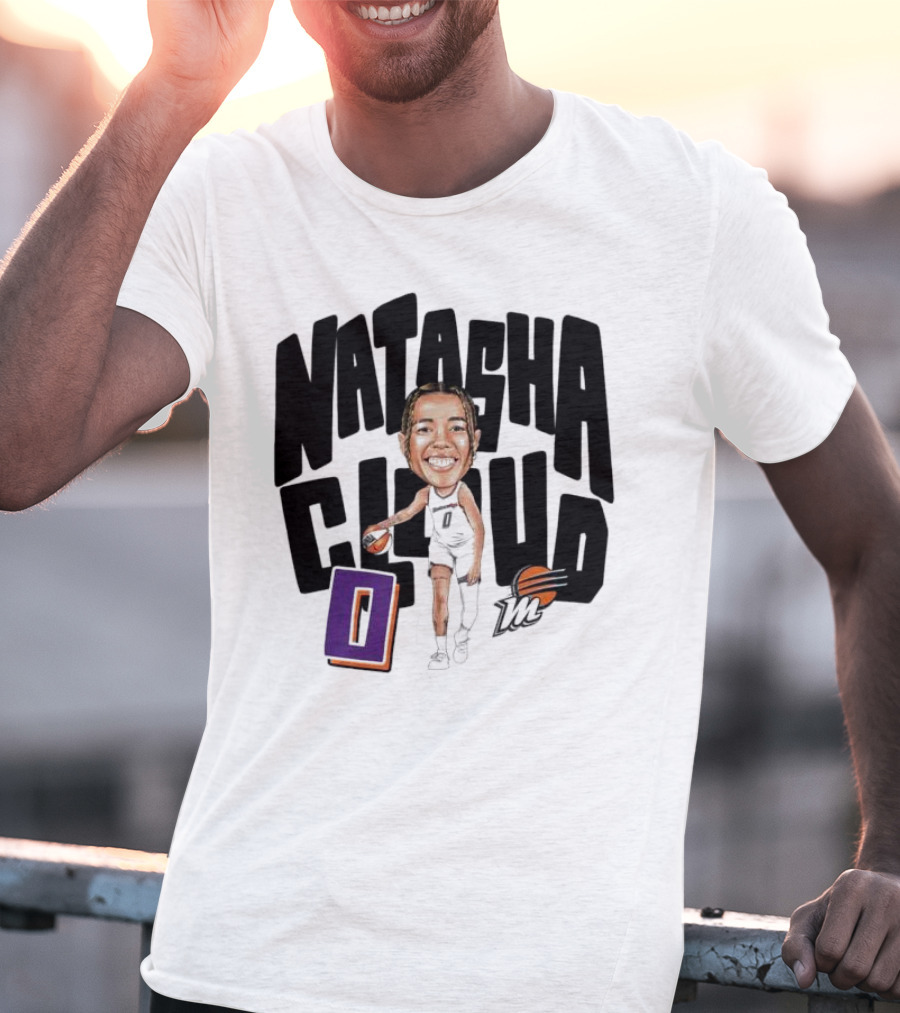 Natasha Cloud Phoenix Mercury Basketball Caricature With Orange Ball And Stylized Text T-Shirt