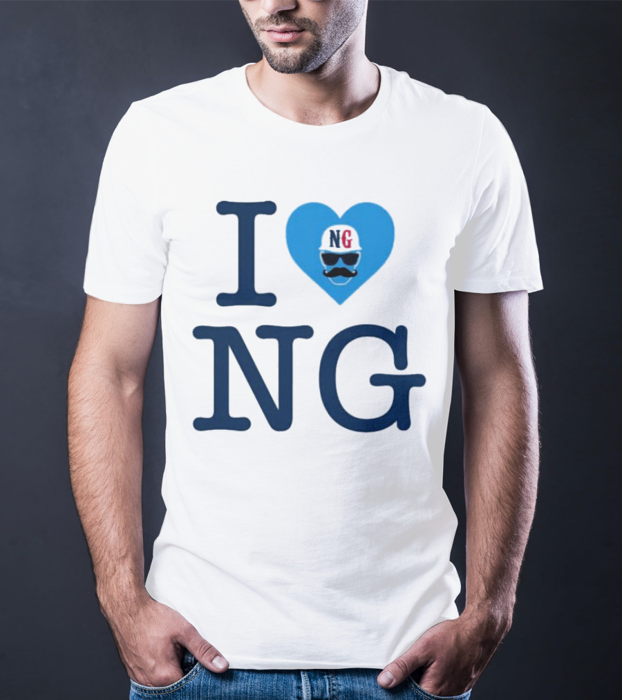 I Love NG Heart Icon With Mustache And Cap T-Shirt