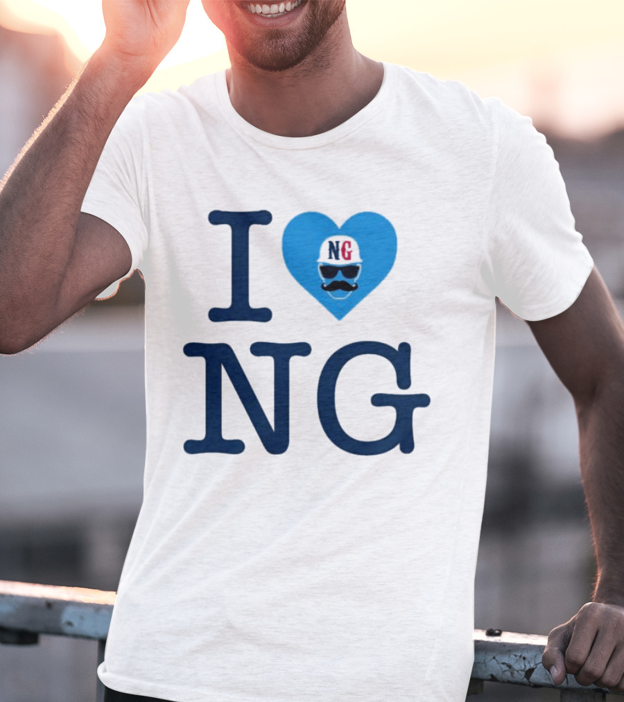 I Love NG Heart Icon With Mustache And Cap T-Shirt