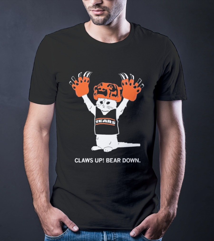 Gary Chicago Bears Cat Mascot Claws Up Bear Down T-Shirt