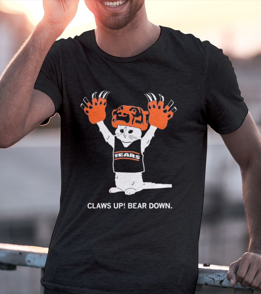 Gary Chicago Bears Cat Mascot Claws Up Bear Down T-Shirt
