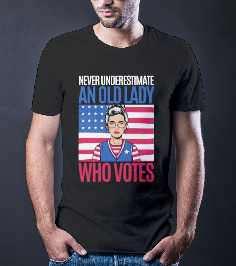 Never Underestimate An Old Lady Who Votes US Flag Iconic T-Shirt