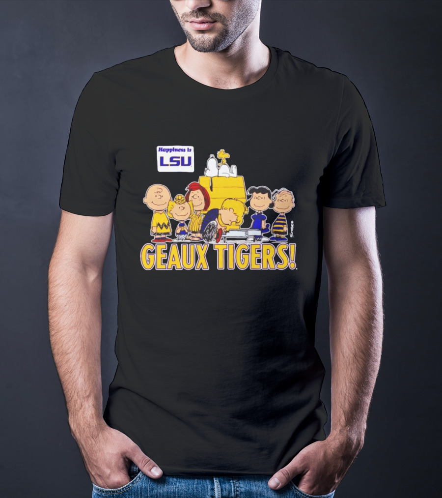 Happiness Is LSU Peanuts Characters Geaux Tigers T-Shirt