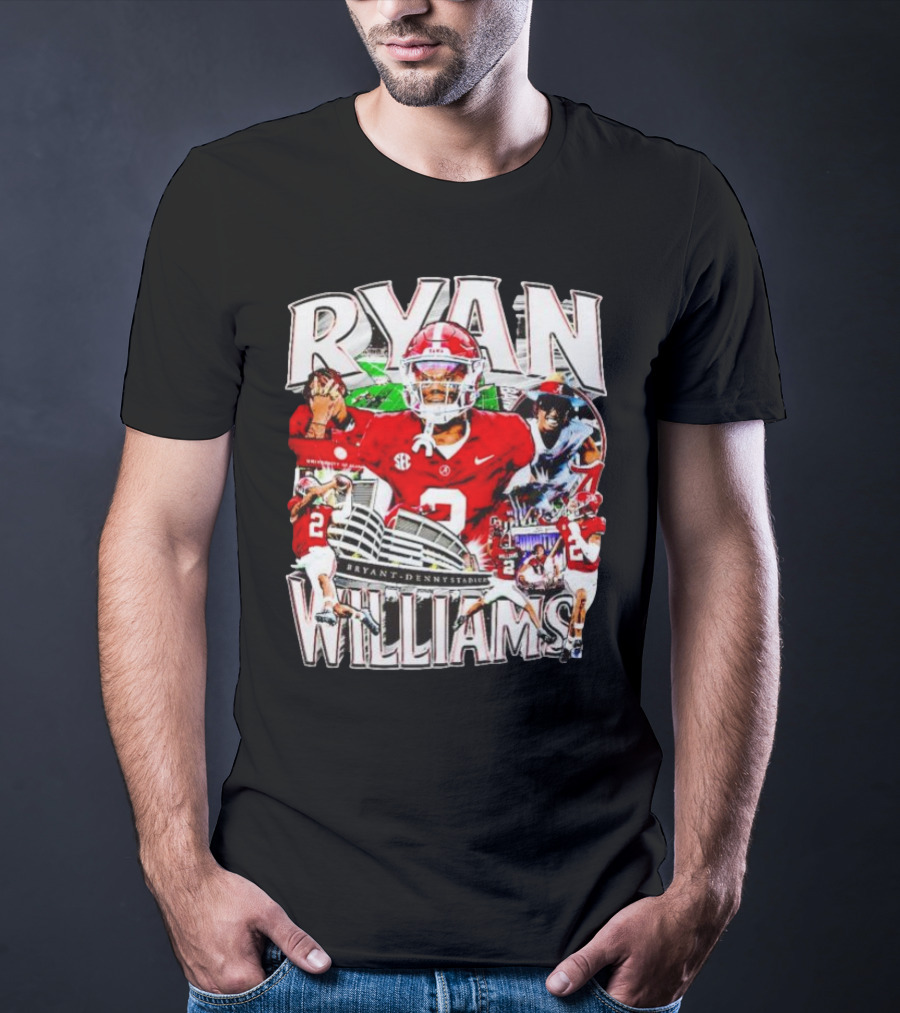 Ryan Williams Alabama Crimson Tide Bryant Denny Stadium Vintage Football Collage T-Shirt