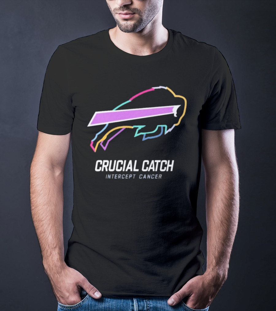 Buffalo Bills NFL Rainbow Logo Crucial Catch Intercept Cancer Initiative T-Shirt