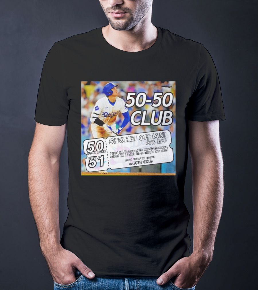 50-50 Club Shohei Ohtani First MLB Player To Hit 50 Homers Steal 50 Bases In Single Season T-Shirt