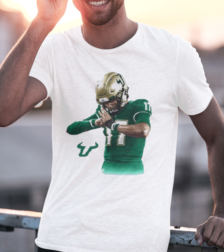 Byrum Brown South Florida Bulls Football 17 Green Jersey T-Shirt