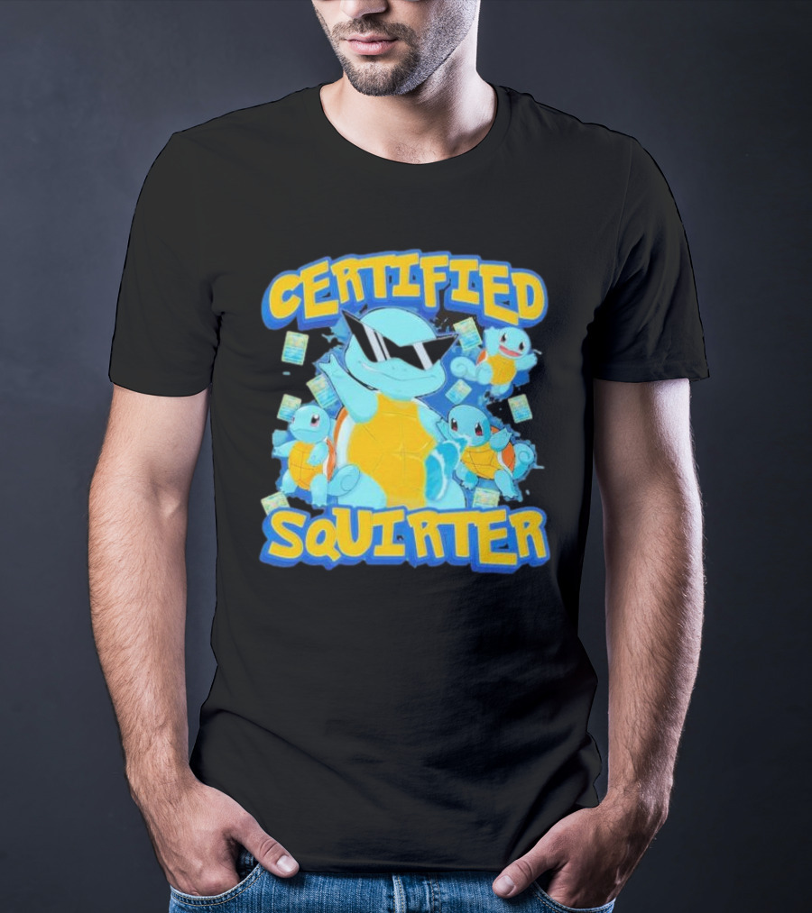 CERTIFIED SQUIRTER POKEMON SQUIRTLE PARTY WITH SUNGLASSES AND CARDS T-Shirt