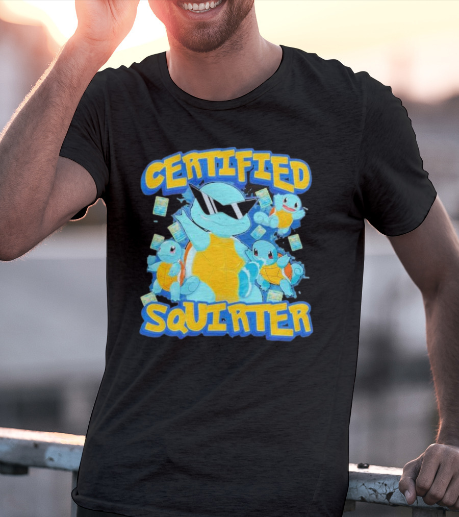CERTIFIED SQUIRTER POKEMON SQUIRTLE PARTY WITH SUNGLASSES AND CARDS T-Shirt
