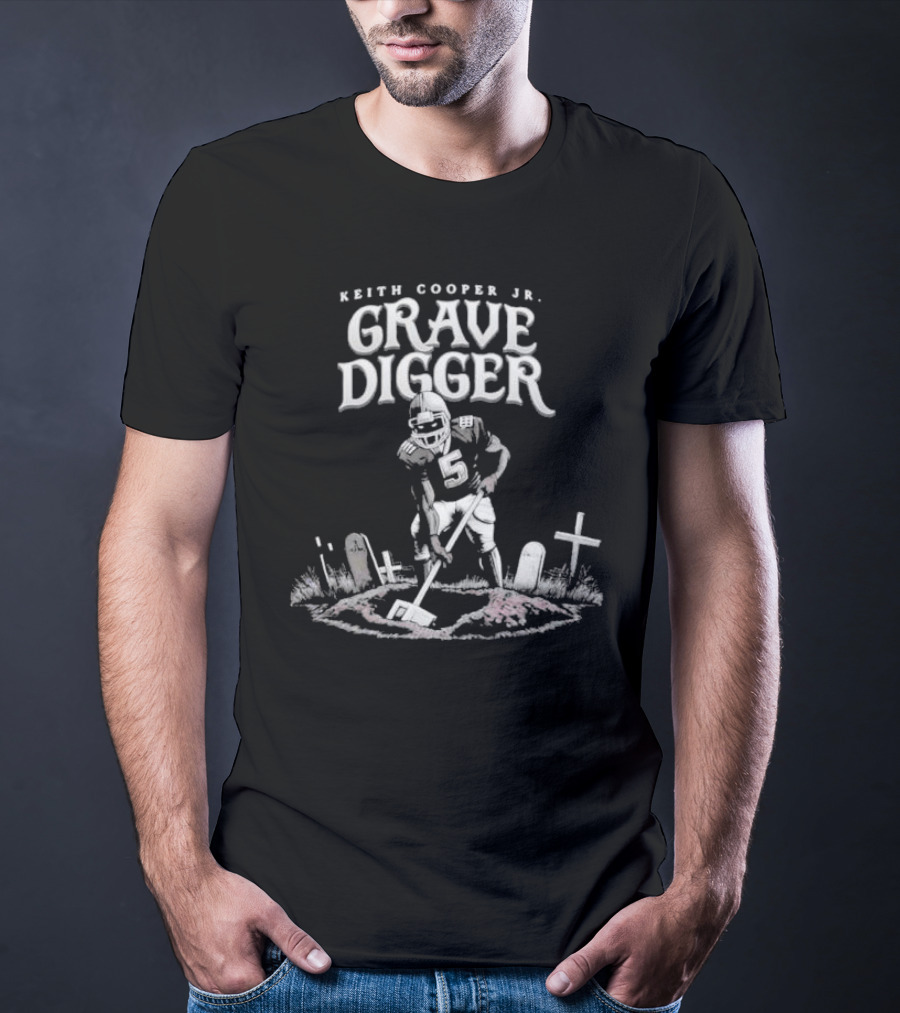 Keith Cooper Jr Grave Digger Football Player With Shovel Graveyard Scene T-Shirt